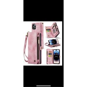 Case Me IPhone 14 Plus Retro Wallet Leather Cell Phone Case Strap Elegant Rose P